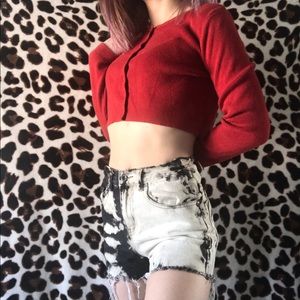 Bleach Dye High Waisted Shorts